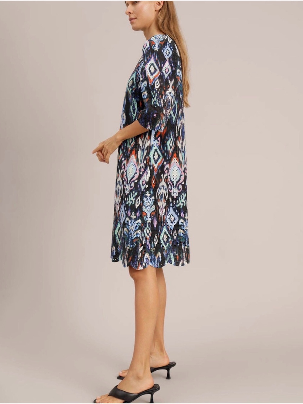 Munthe Jillie Max Ikat Eyelet Puff Sleeve Shift Dress NWT $338 Retail Size 10